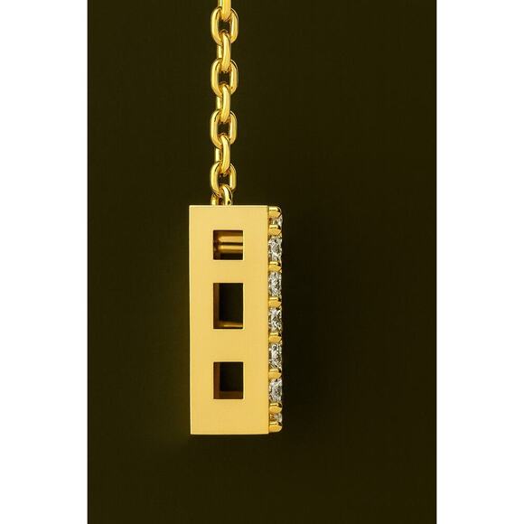 14K Yellow Gold Diamond Initial Necklace – Block Letter – 18 Inch Cable Chain - Picture 4 of 11